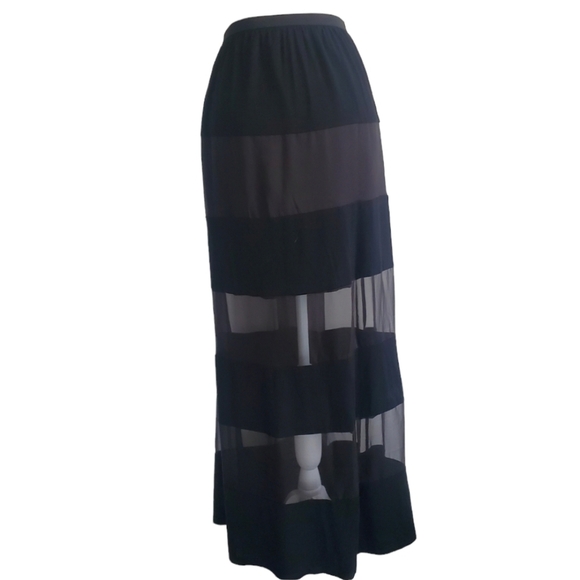 Alberto Makali Sheer Striped Black Maxi Skirt - Picture 3 of 6